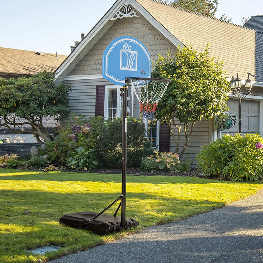 Adjustable Basketball Hoop and Stand, with Wheels and Weight Base Blue
