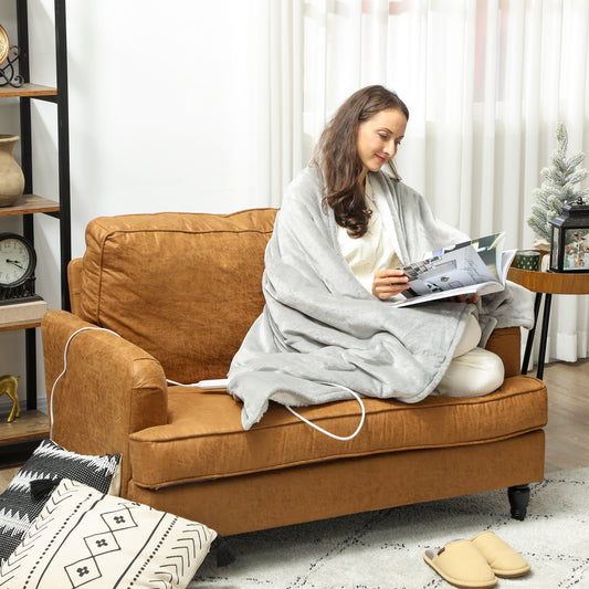 Heated Blanket 180 x 130cm, Electric Throw Blanket with 10 Heat Levels and 10H Timer, Machine Washable Flannel and Cotton Velvet with Overheat Protection, Grey