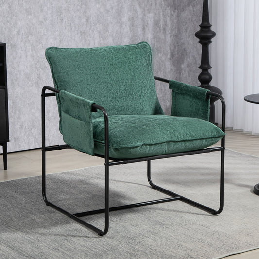 Minimal Padded Accent Chair, with Pockets - Green