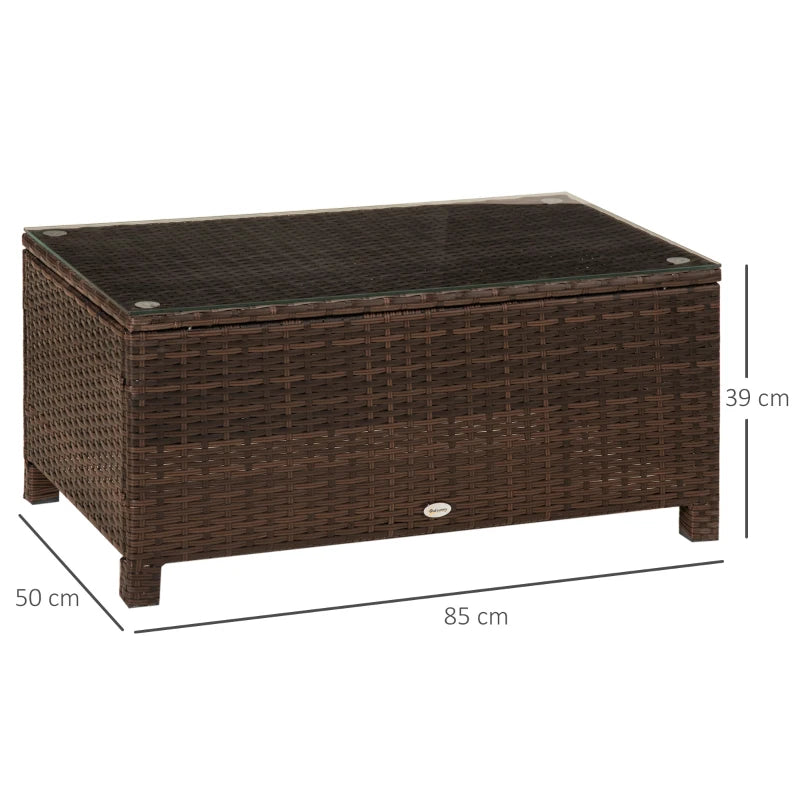 Outdoor Garden Rattan Coffee Conservatory Table With Glass Top Available In Different Colours