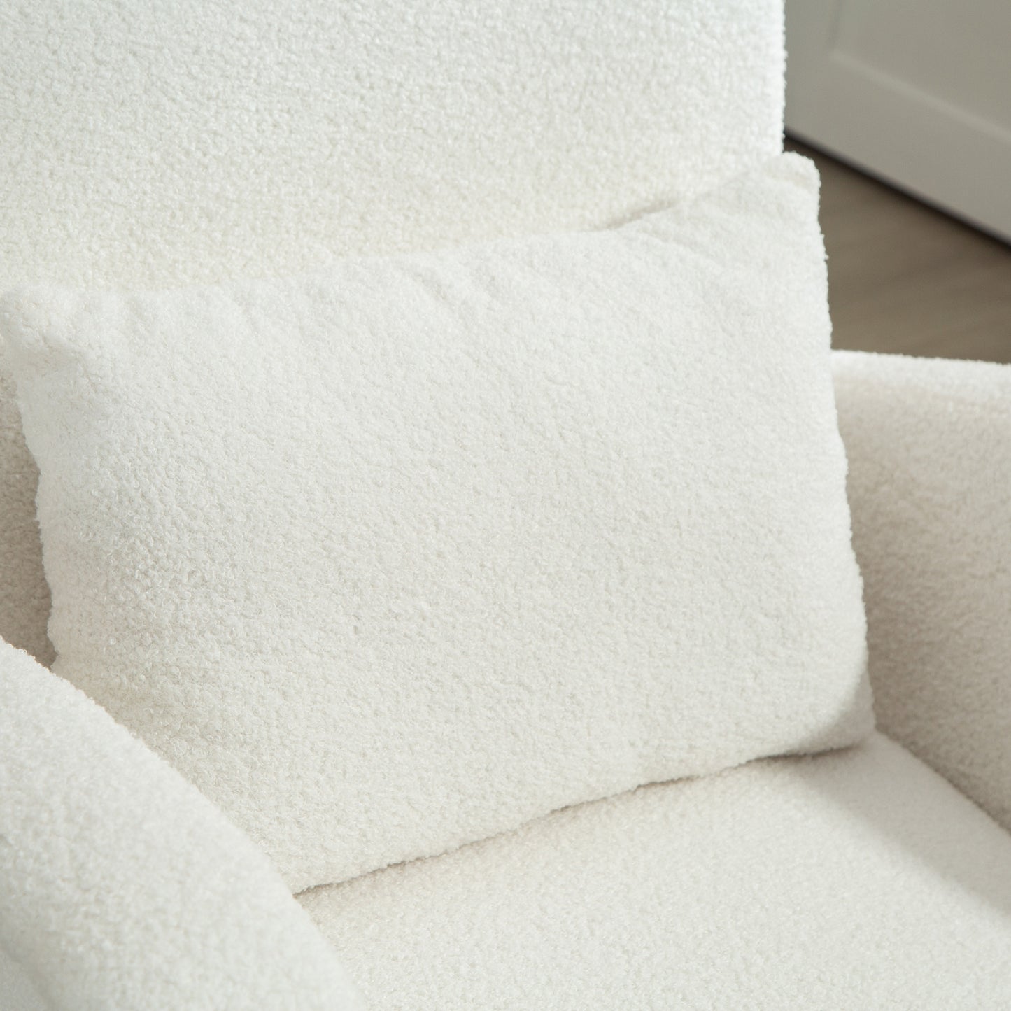 Teddy Fleece Accent Chair | High-Resilience Foam | Removable Lumbar Pillow | Metal Legs | 120kg | Cream White