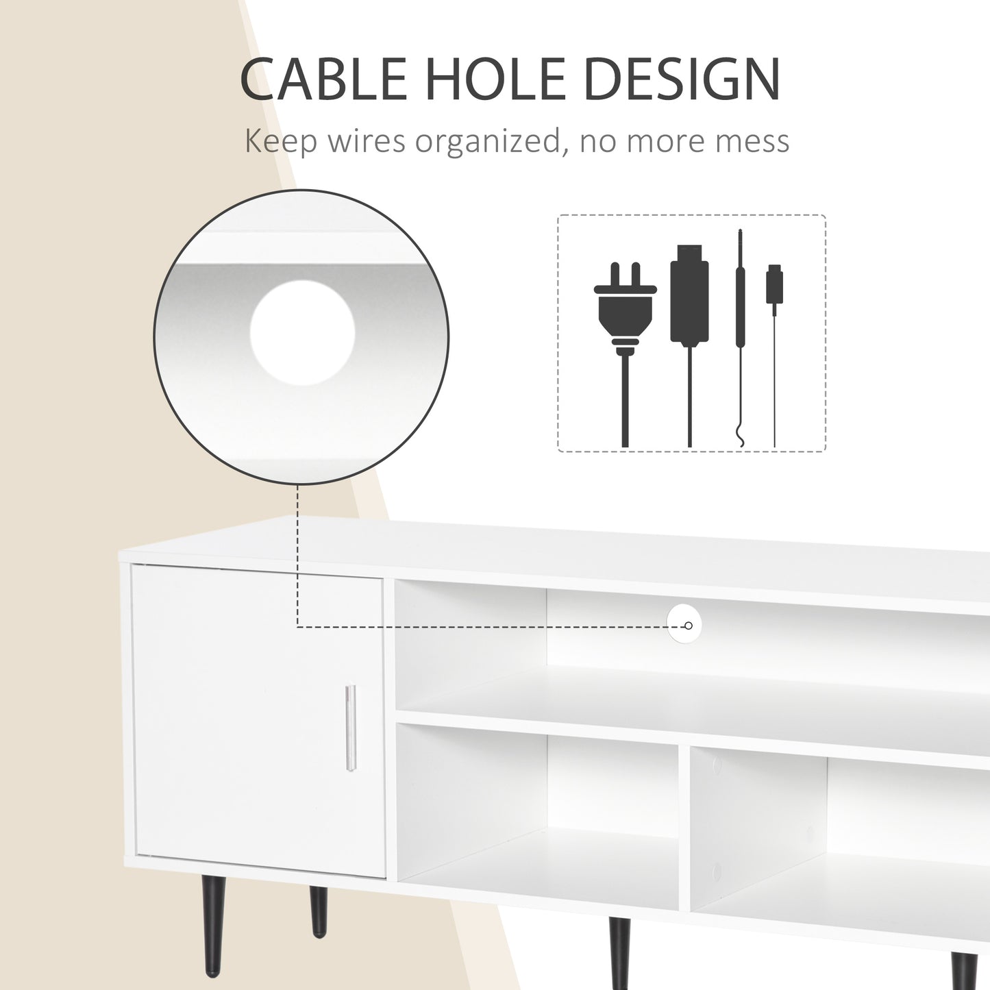 TV Stand Cabinet for TVs up to 60 Inches - White