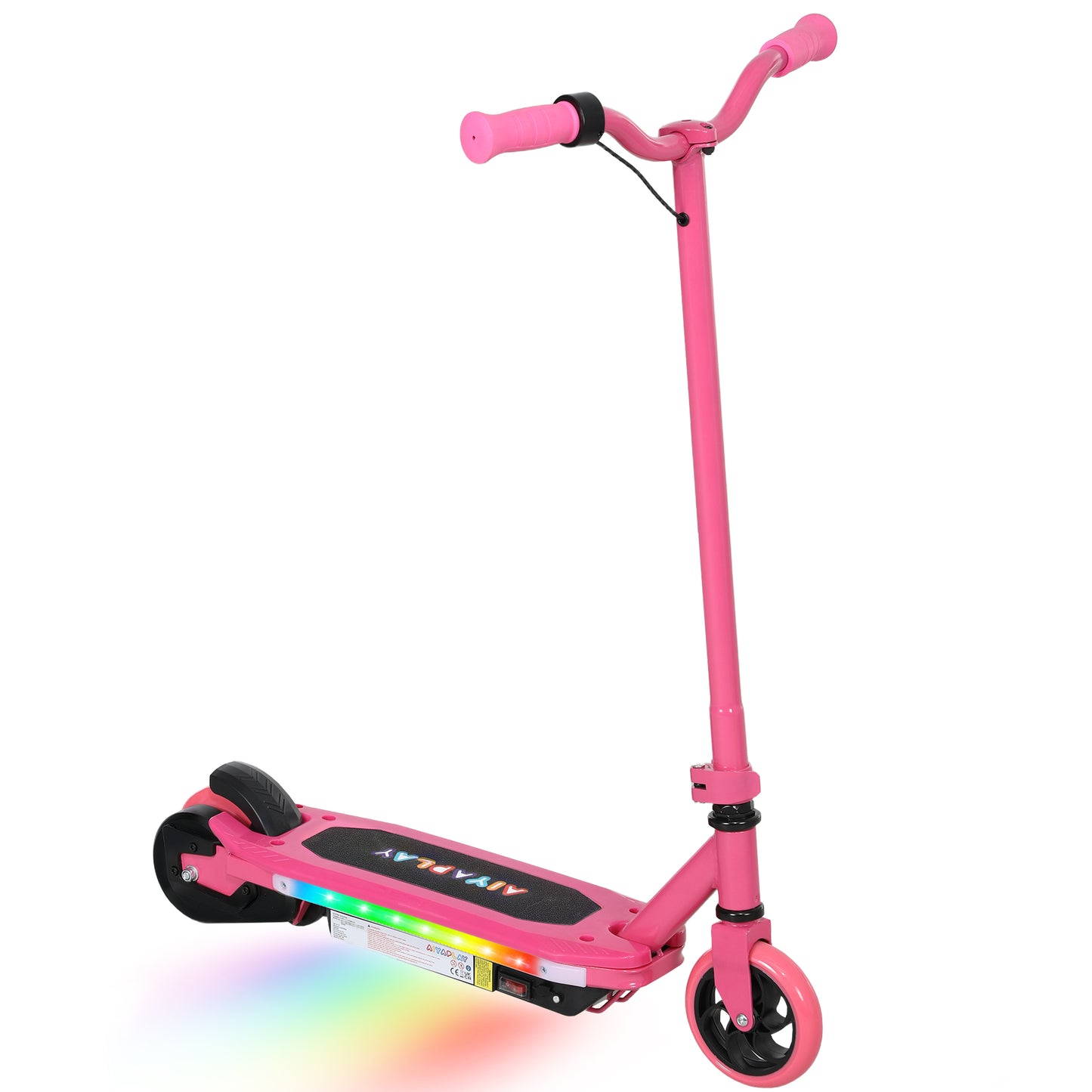 AIYAPLAY Electric Scooter for Kids Ages 6-14, with Colourful Light and Electric Brake, Kids Electric Scooter E Scooter, Up to 10 KM/H & 8 KM, Purple / Blue / Pink
