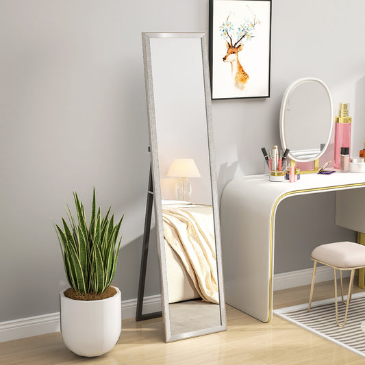 Full Length Mirror, 37 x 157cm Wall Mounted, Leaning, Free Standing Mirror, Framed Full Body Mirror for Living Room, Bedroom, Silver
