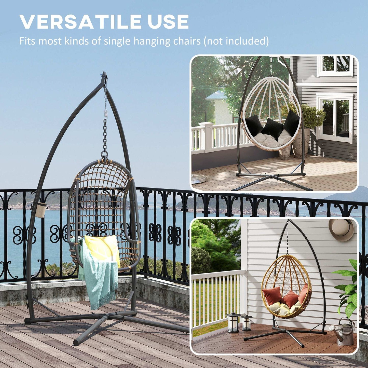 Hammock Chair Stand Only, Hanging Chair Stand with X-Shape Base, Heavy Duty Steel Single Hammock Egg Swing Frame for Indoor Outdoor