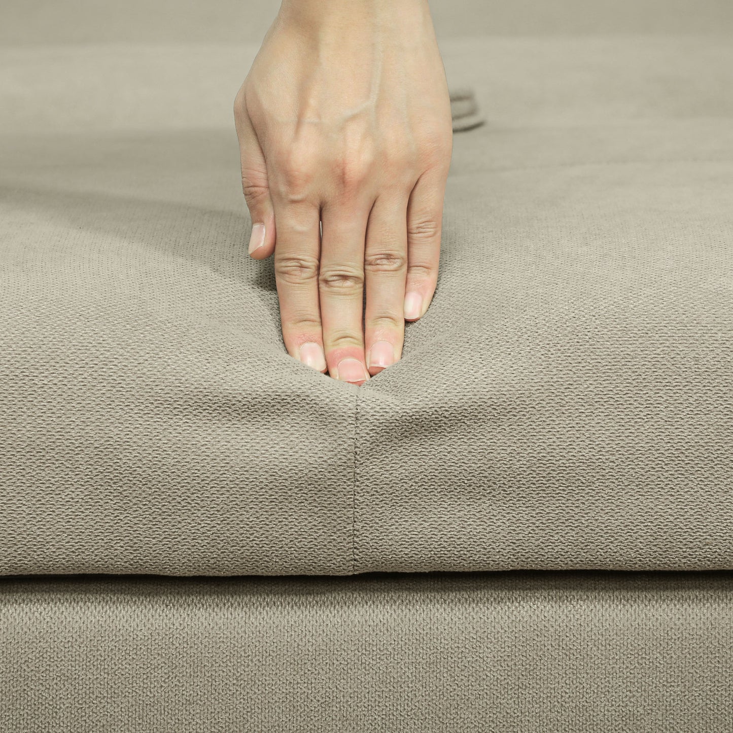 2 Seater Sofa Bed, Convertible Bed Settee, Modern Fabric Loveseat Sofa Couch with 2 Cushions, Hidden Storage for Living Room, Light Brown