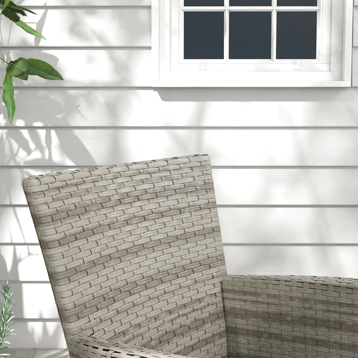 Outsunny Rattan Dining Set 5 Pieces with Removable Cushions, Slatted Tabletop for Patio, Lawn, Balcony, Grey