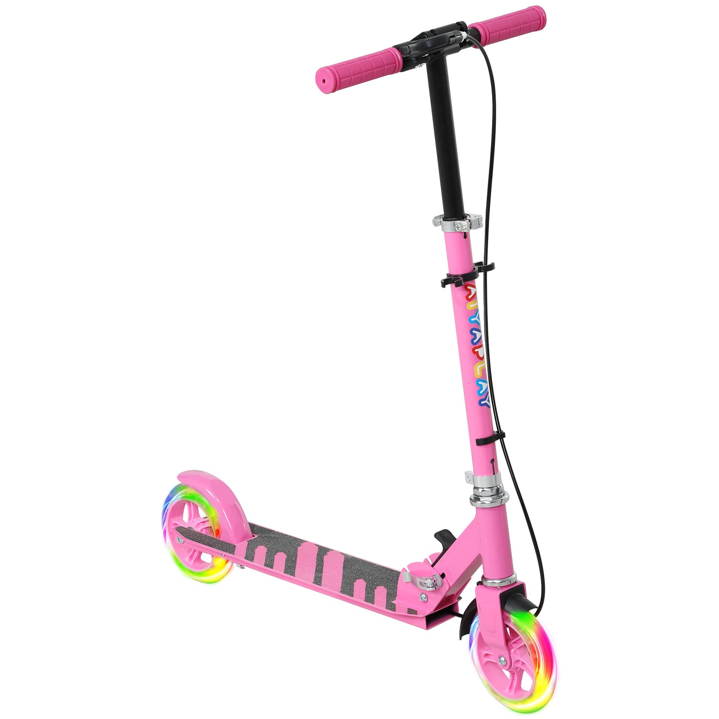 Scooter for Kids Ages 3-8 with Adjustable Handle, 2 Light up Wheels, Handbrake & Rear Brake for Girls and Boys, Blue / Black / Pink