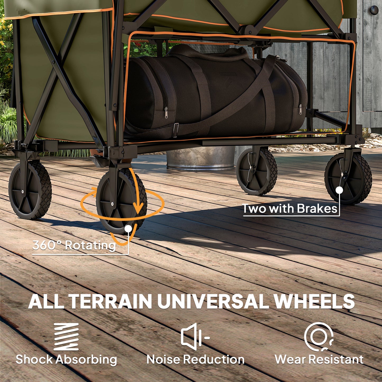 Double Decker Folding Trolley on Wheels, 200KG & 350L Capacity Collapsible Wagon Festival Trolley Cart For Camping Sports Shopping Garden and Beach