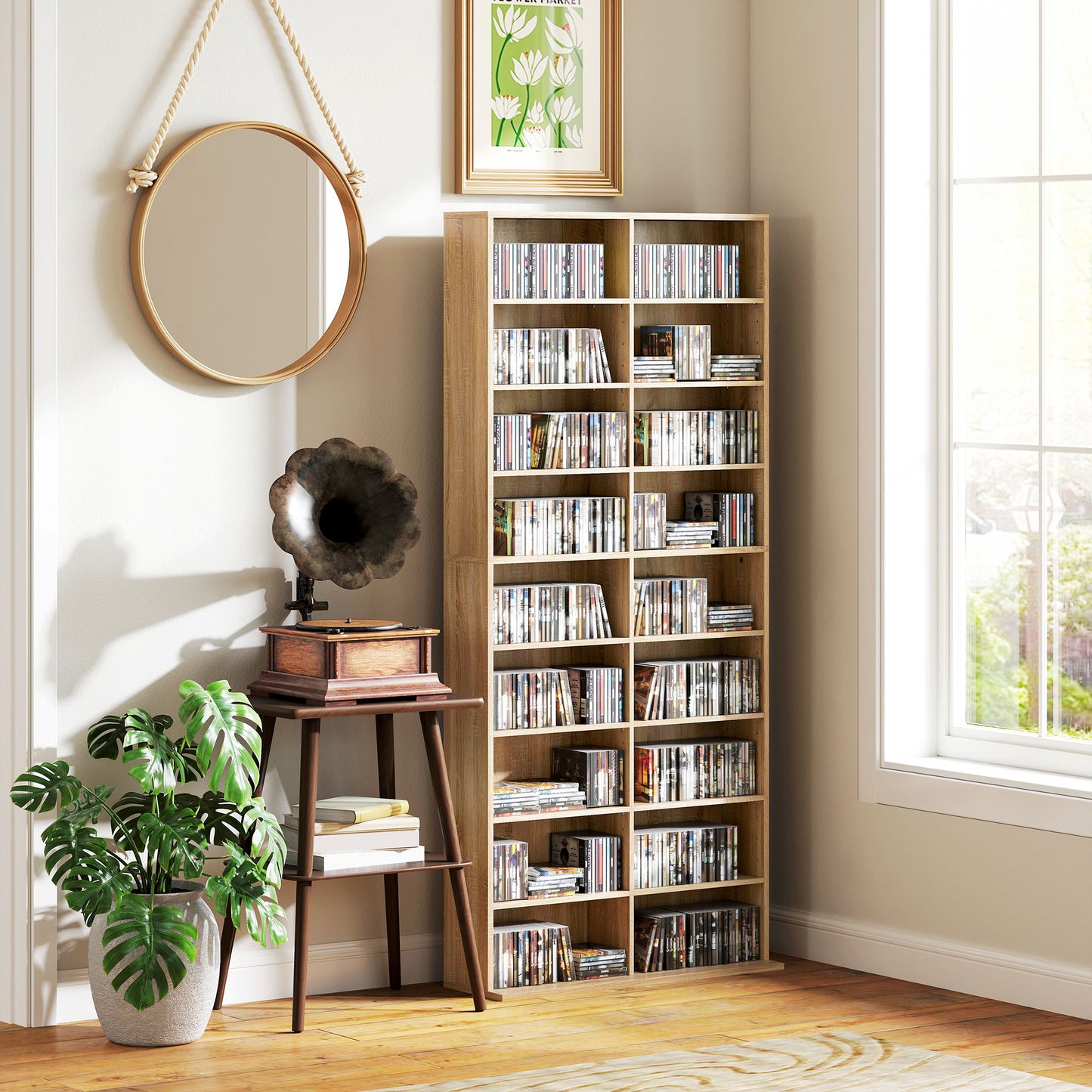 640 CD Storage Tower - Nature Wood Finish