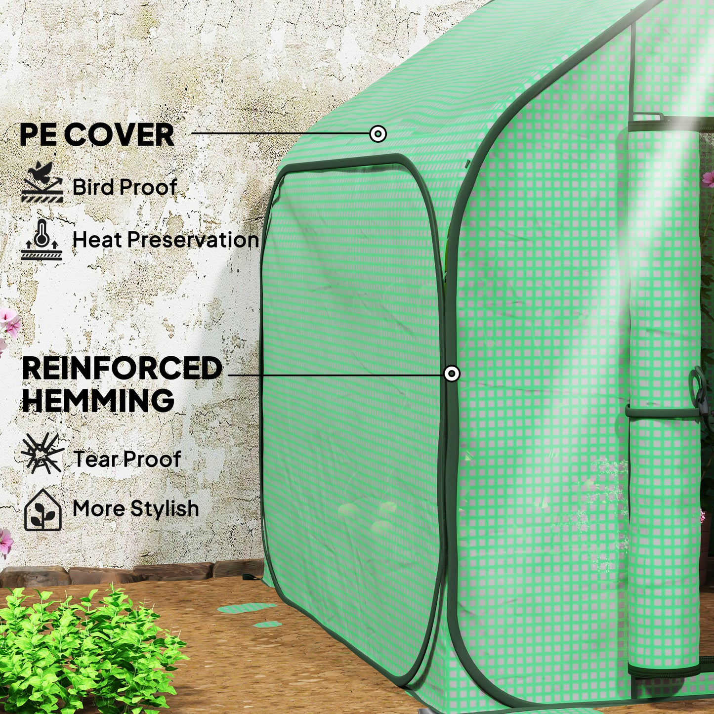 Outsunny 150 x 148cm Pop-Up Greenhouse - Green / White