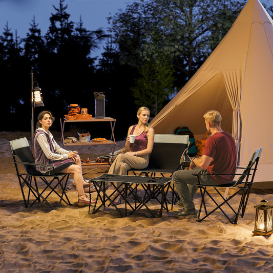 Outsunny Four-Piece Portable Camping Picnic Table Set - Grey