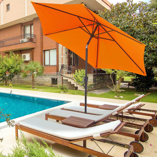 Outsunny 2.7M Patio Tilt Umbrella Sun Parasol Outdoor Garden Sun Shade Aluminium Frame with Crank(Orange)