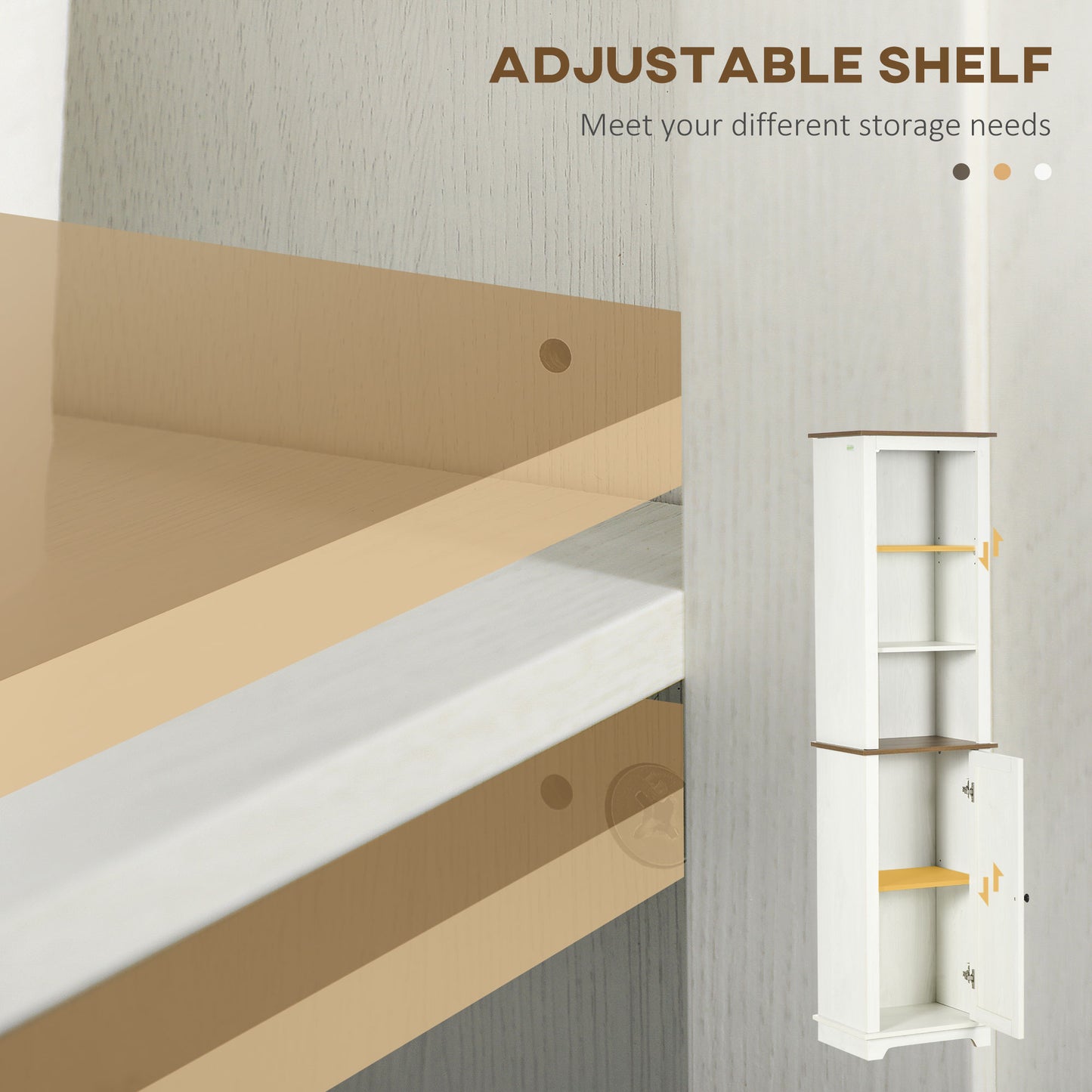 2 Piece Bathroom Furniture Set, Tall Bathroom Cabinet W/ Adjustable Shelves, Under Sink Cabinet W/ Cupboard and Open Shelf, Ash Effect