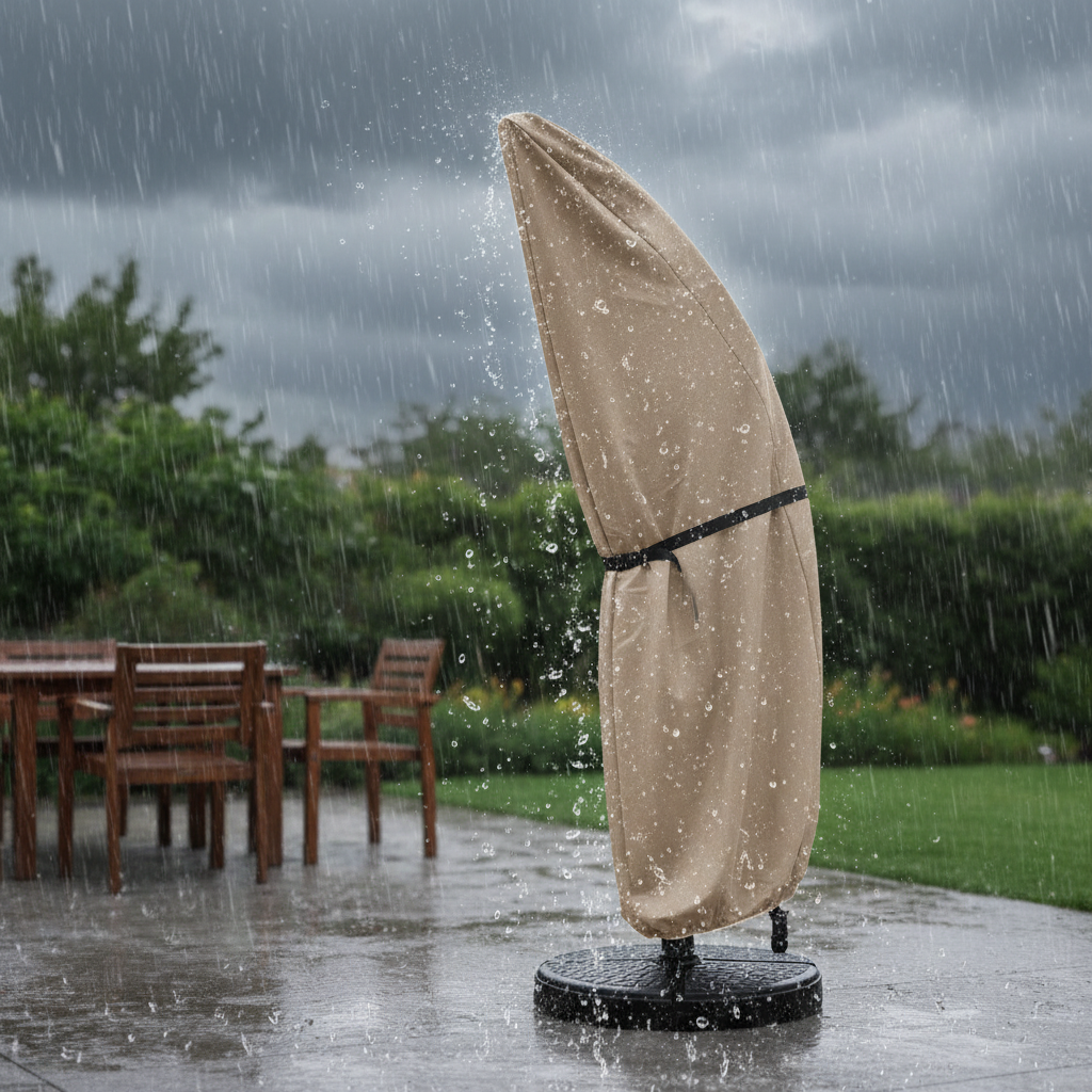 Banana Cantilever Parasol Cover | Fits 7ft–13ft | Waterproof 210D Oxford | Telescopic Rod | Khaki | Garden Patio | 3 Sizes