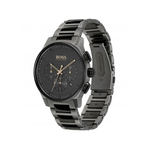 Hugo Boss Men's Peak Chronograph Watch | All-Black | Rose Gold Hands | 44mm | 3ATM | HB1513814