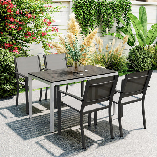 Outsunny Garden Table for 4-6, 120 x 70 cm Outdoor Dining Table with Rust-Resistant Aluminium Frame, for Patio, Terrace, Balcony, Black
