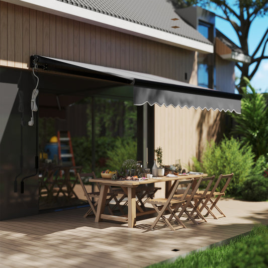 2.5 x 2m Electric Awning with LED Light and Remote Controller, Aluminium Frame DIY Retractable Awning, UV50+ Sun Shade Canopy