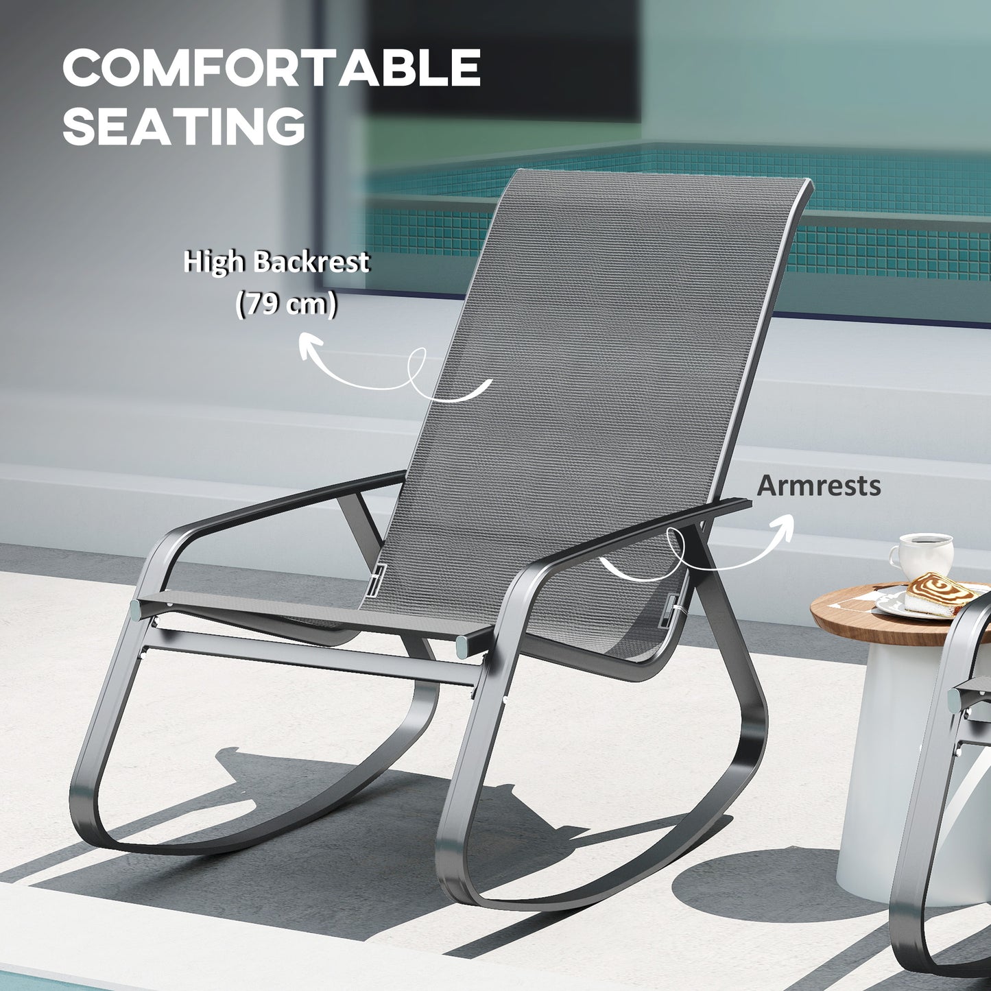 Outsunny Rocking Garden Chair - Grey