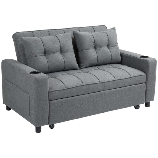 Two-Seater Pull-Out Sofa Bed - Charcoal Grey
