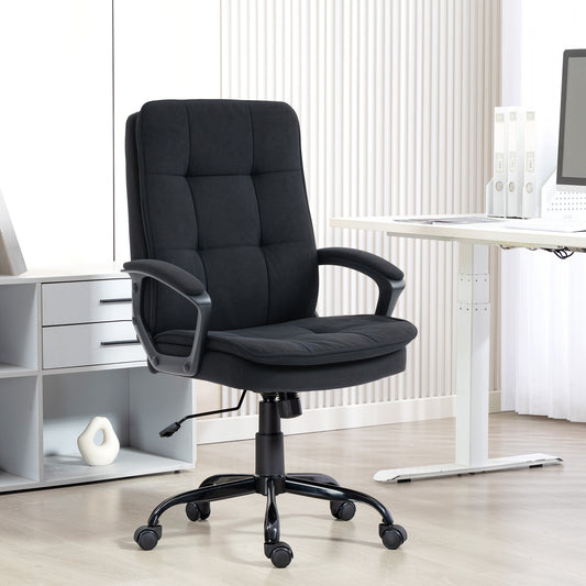 Linen-Look Double-Padded Office Chair - Black