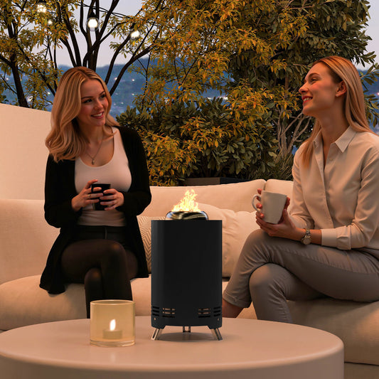 Outsunny Smokeless Fire Pit, 16 x 16 cm Stainless Steel Portable Wood Burning Firepit with Poker for Garden Camping Bonfire Party, Black