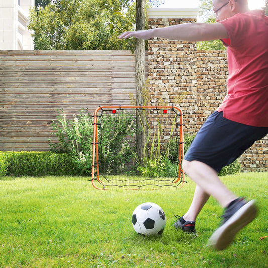 Double Sided Football Rebounder Net, Football Rebound Goal with Five Adjustable Angles, Orange