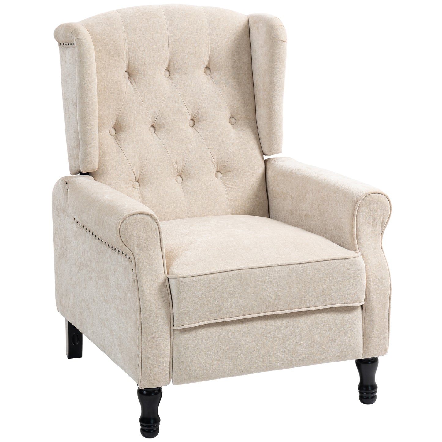 Retro Vintage Style 150° Reclining Armchair, with footrest - Brown / Dark Green / Beige
