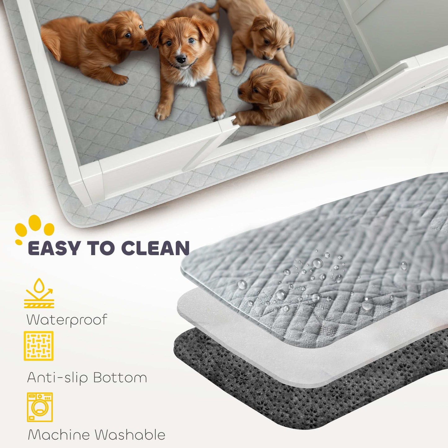 PawHut Two Room Design Whelping Box for Dogs with Whelping Pad, Clear Panels, Adjustable Entrance, for Small Dogs, 164 x 80cm