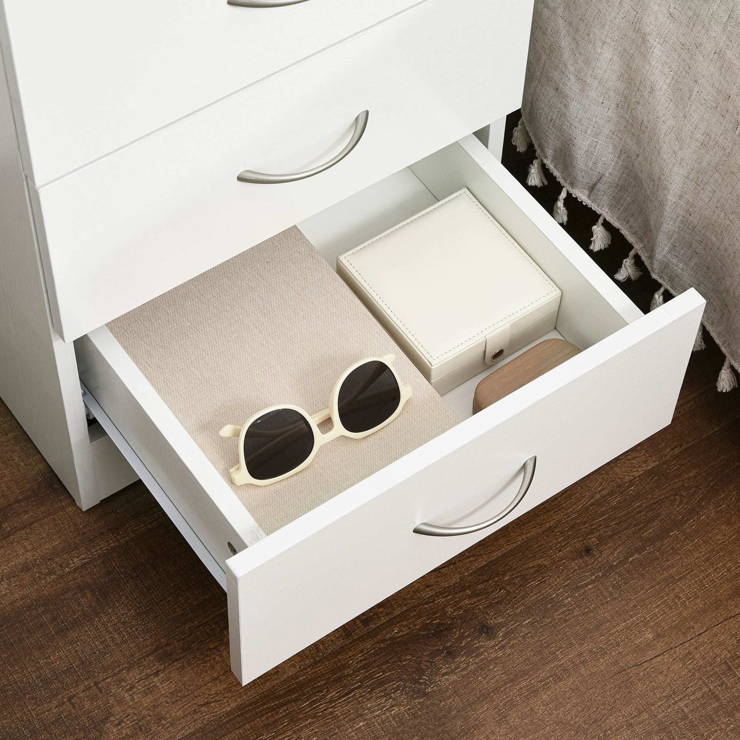 Three-Drawer Simple Bedside Table Nightstand - White