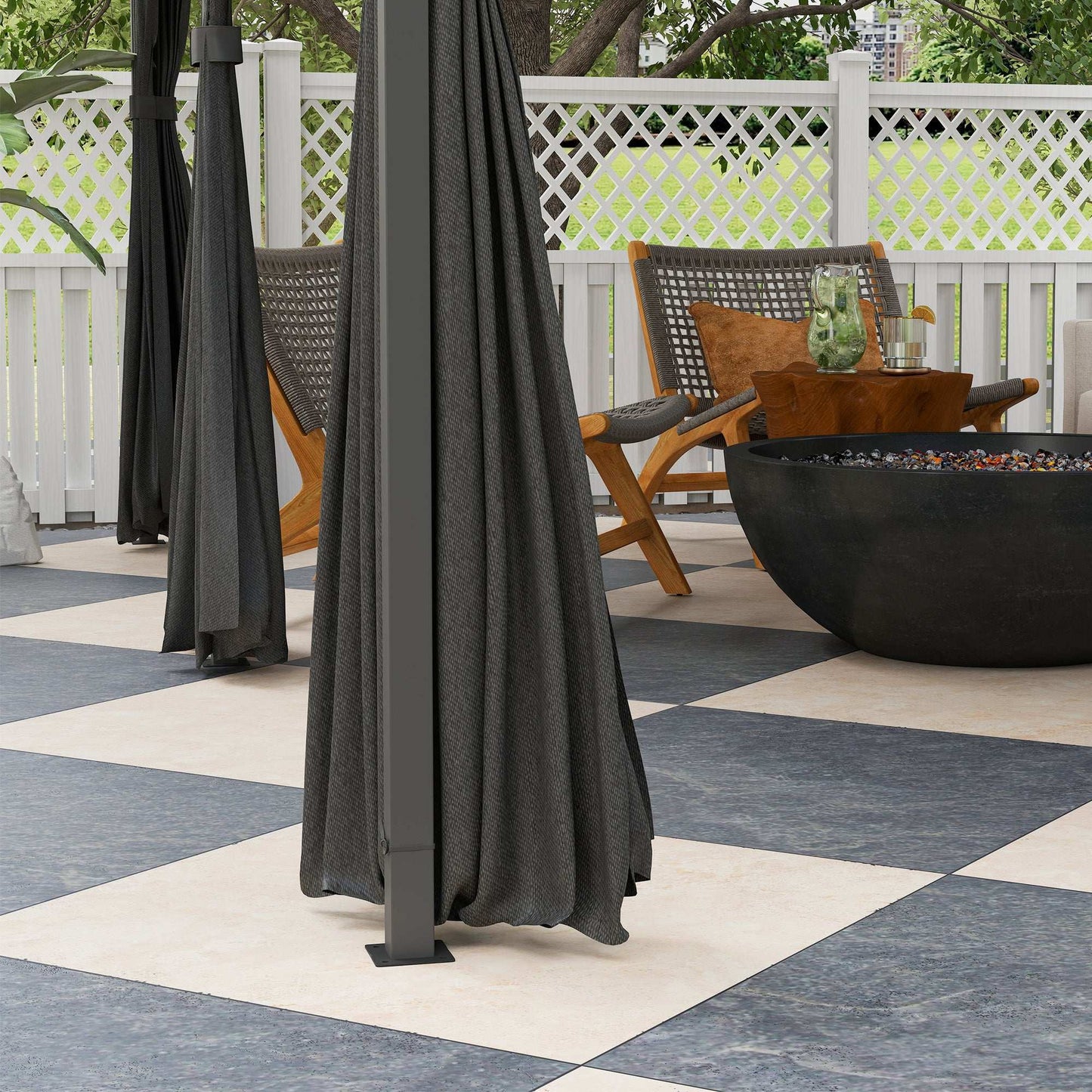 Outsunny 4m x 3(m)Garden Gazebo, Double Roof Outdoor Gazebo Canopy Shelter with Curtains, Solid Steel Frame for Patio, Garden, Black