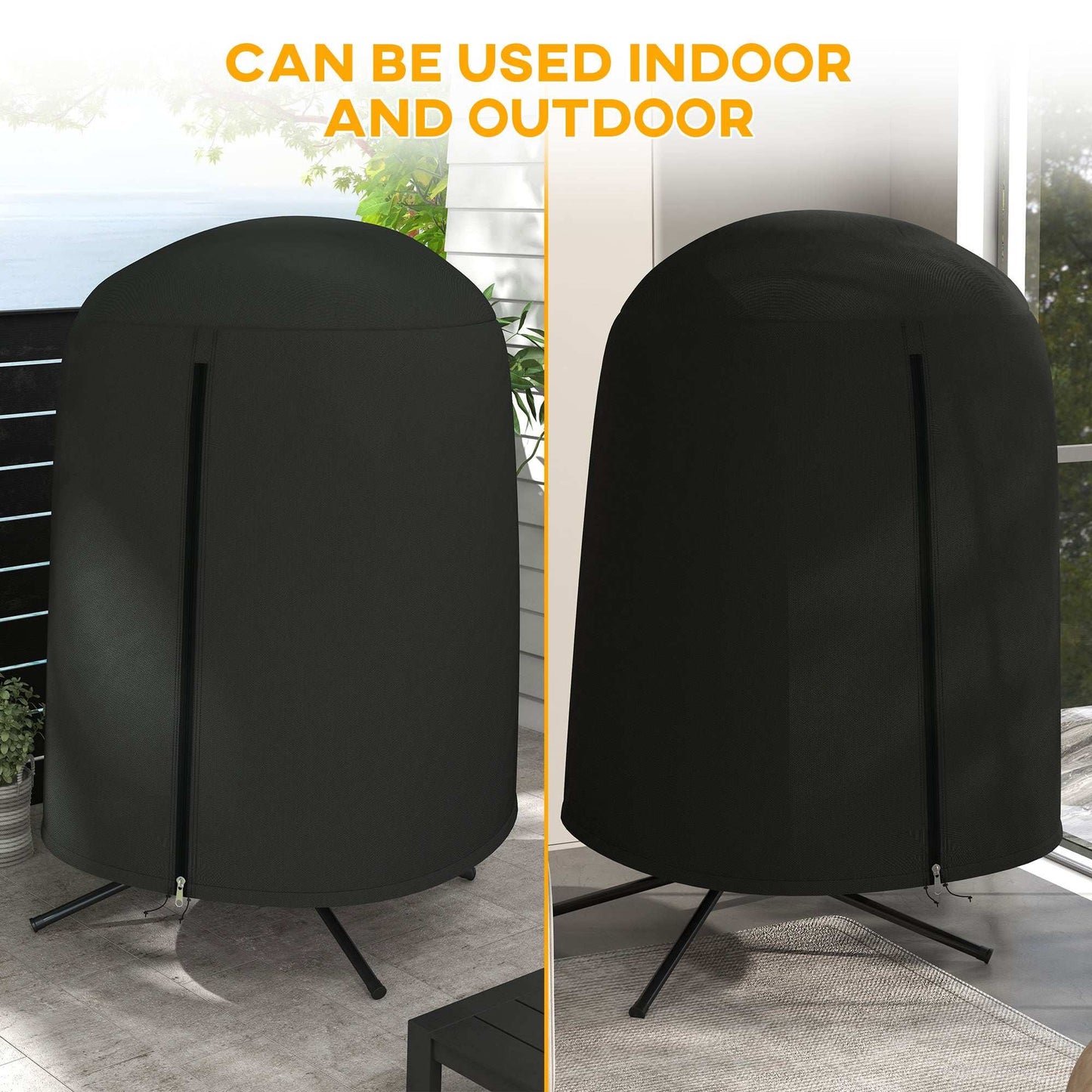 Outsunny Hanging Egg Swing Chair Cover Outdoor Single Waterproof Anti-dust Furniture Protector With Zipper, Oxford Fabric D128 x 190H cm - Black