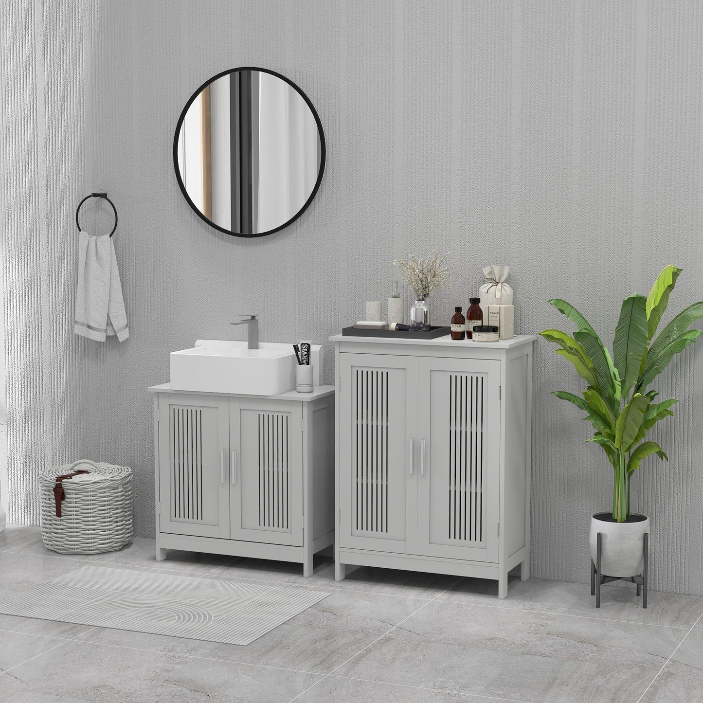 Kleankin Modern Bathroom Floor Cabinet - Grey