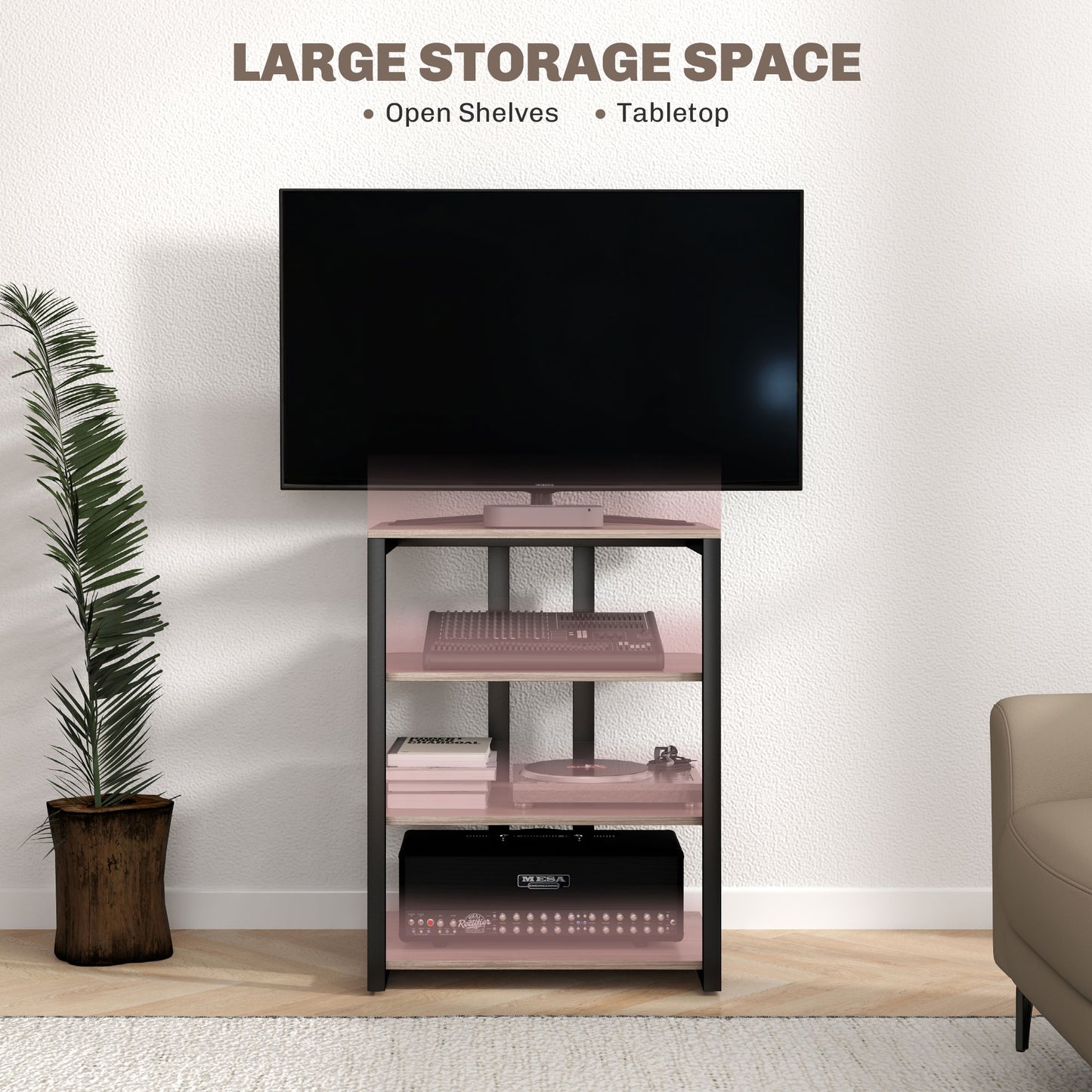 TV Stand Cabinet for 28 Inch TVs, Corner TV Unit with Open Adjustable Shelves and Extension Lead Holder, Entertainment Unit for Living Room, Grey