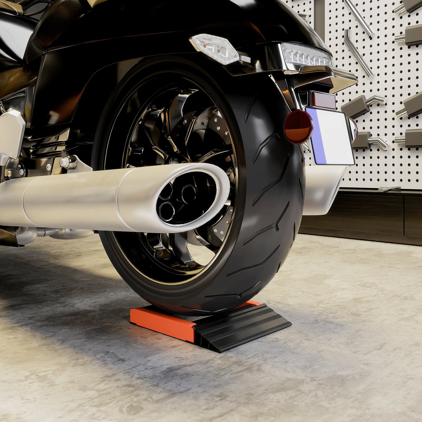 Motorcycle Wheel Cleaning Roller Stand with Aluminium Alloy Frame and Rollers, Maintenance Stand for Tyre Cleaning and Chain Lubrication, Fit Tyre Width < 180mm, Bikes < 500lb