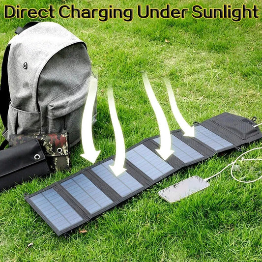 6-Fold Foldable Camping Hiking Solar Panel 20w/h Portable Solar Panels Charger USB 5V DC Full Time Power Solar Panel Mobile Power Supply