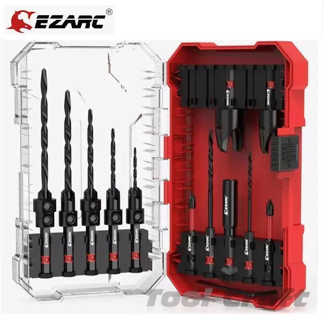 EZARC Countersink Drill Bit Set 15-Pack, Tapered Drill Bits Kit with 2PCS Wood Plug Cutter for Woodworking, with Storage Box