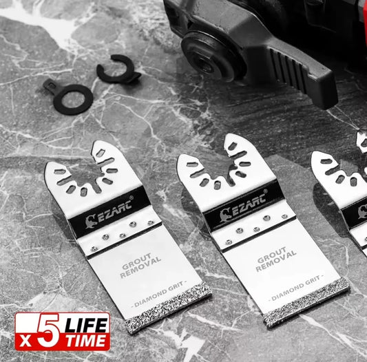 EZARC 3 Pieces Diamond Oscillating Blade Flush Cutting Oscillating Multi Tool Saw Blades For Grout Removal, Cleaning Mortar DO34F