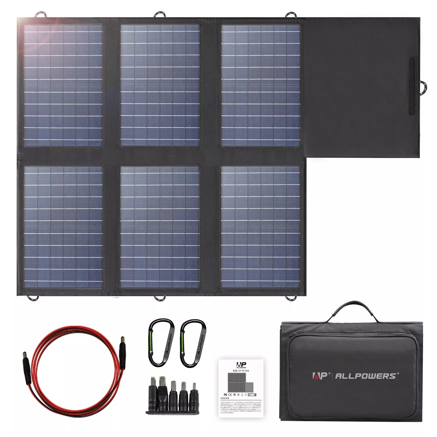 ALLPOWERS Solar Panel Charger 60W Foldable with 18V DC+USB-C 60W+USB-A*2 for Power Station , Camping, Laptop, Phone, Riding