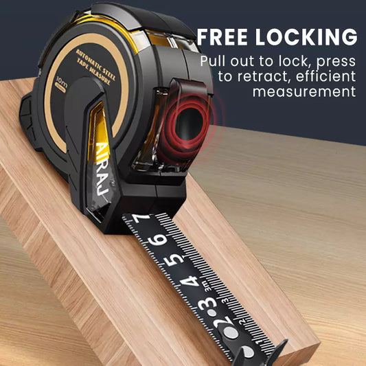 10M Metric Self-Locking Tape Measure with Rubberised Coating, High - Precision Straightedge Measuring Tool Hand Tool