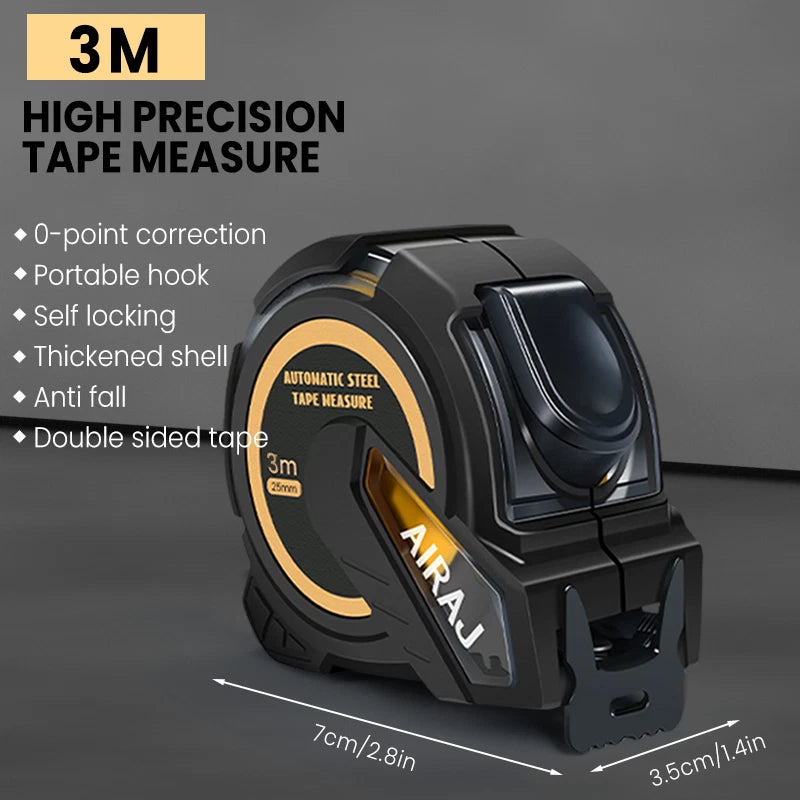 10M Metric Self-Locking Tape Measure with Rubberised Coating, High - Precision Straightedge Measuring Tool Hand Tool
