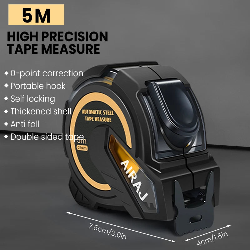 10M Metric Self-Locking Tape Measure with Rubberised Coating, High - Precision Straightedge Measuring Tool Hand Tool