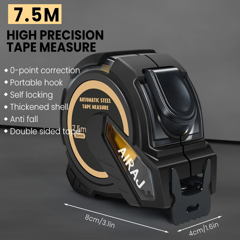 10M Metric Self-Locking Tape Measure with Rubberised Coating, High - Precision Straightedge Measuring Tool Hand Tool