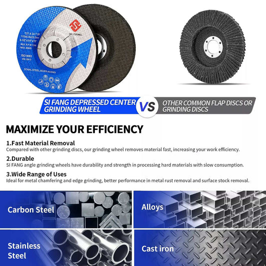 SIFANG Pack Of 2 115 x 6mm Metal Angle Grinder Stainless Steel Cutting Wheel Fibre Grinding Disc Sheet Reinforced Resin Grinding Wheel Blade