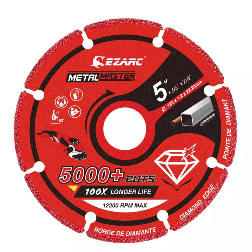 EZARC Diamond Cutting Wheel 125mm x 1.2mm x22.23mm Diamond Cut Disc for Metal, Cut Off Wheel with 5000+ Cuts on Steel Rebar Iron