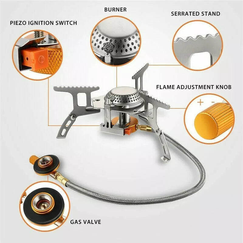 Camping Gas Stove Portable Folding Outdoor Backpacking Stove Tourist Equipment For Cooking Hiking Picnic 3500W