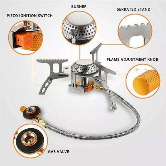 Camping Gas Stove Portable Folding Outdoor Backpacking Stove Tourist Equipment For Cooking Hiking Picnic 3500W