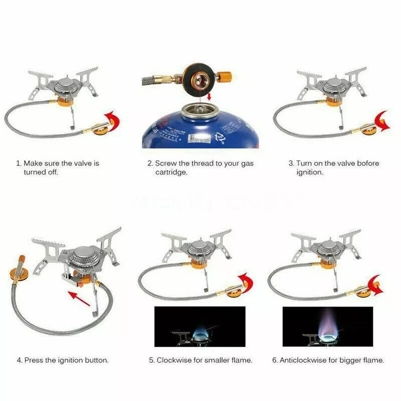 Camping Gas Stove Portable Folding Outdoor Backpacking Stove Tourist Equipment For Cooking Hiking Picnic 3500W