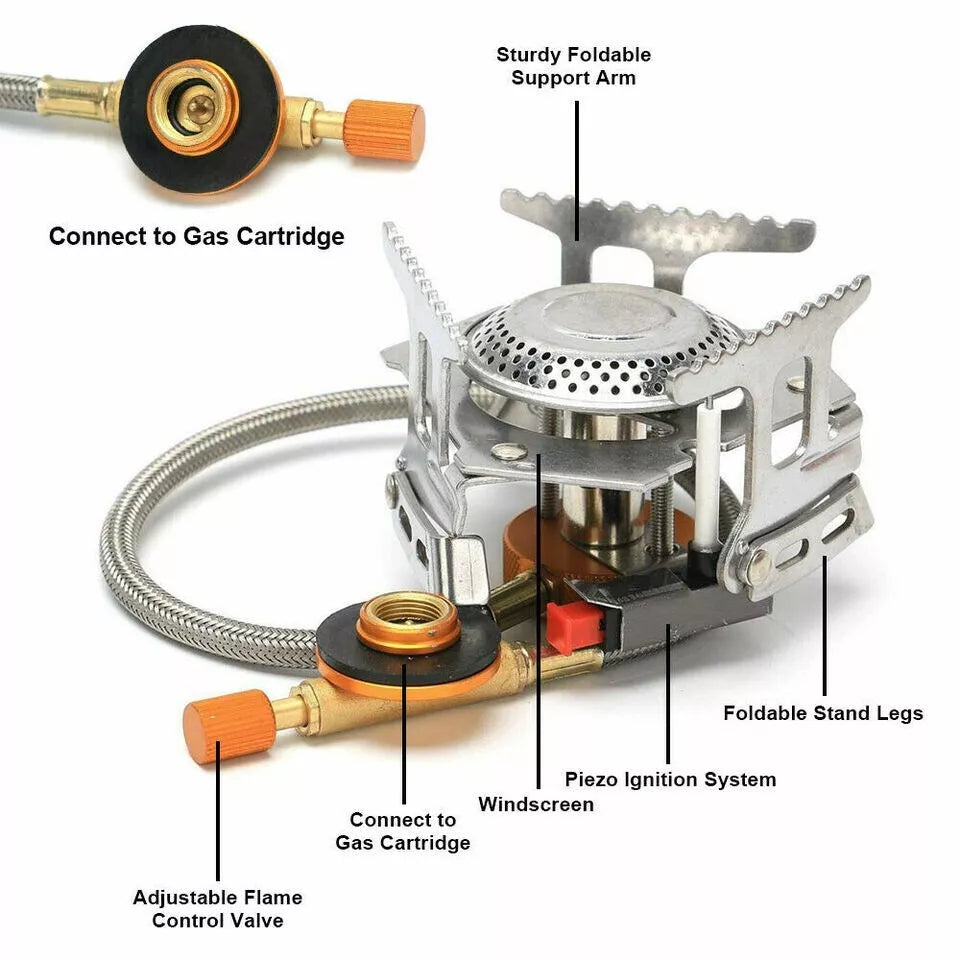 Camping Gas Stove Portable Folding Outdoor Backpacking Stove Tourist Equipment For Cooking Hiking Picnic 3500W