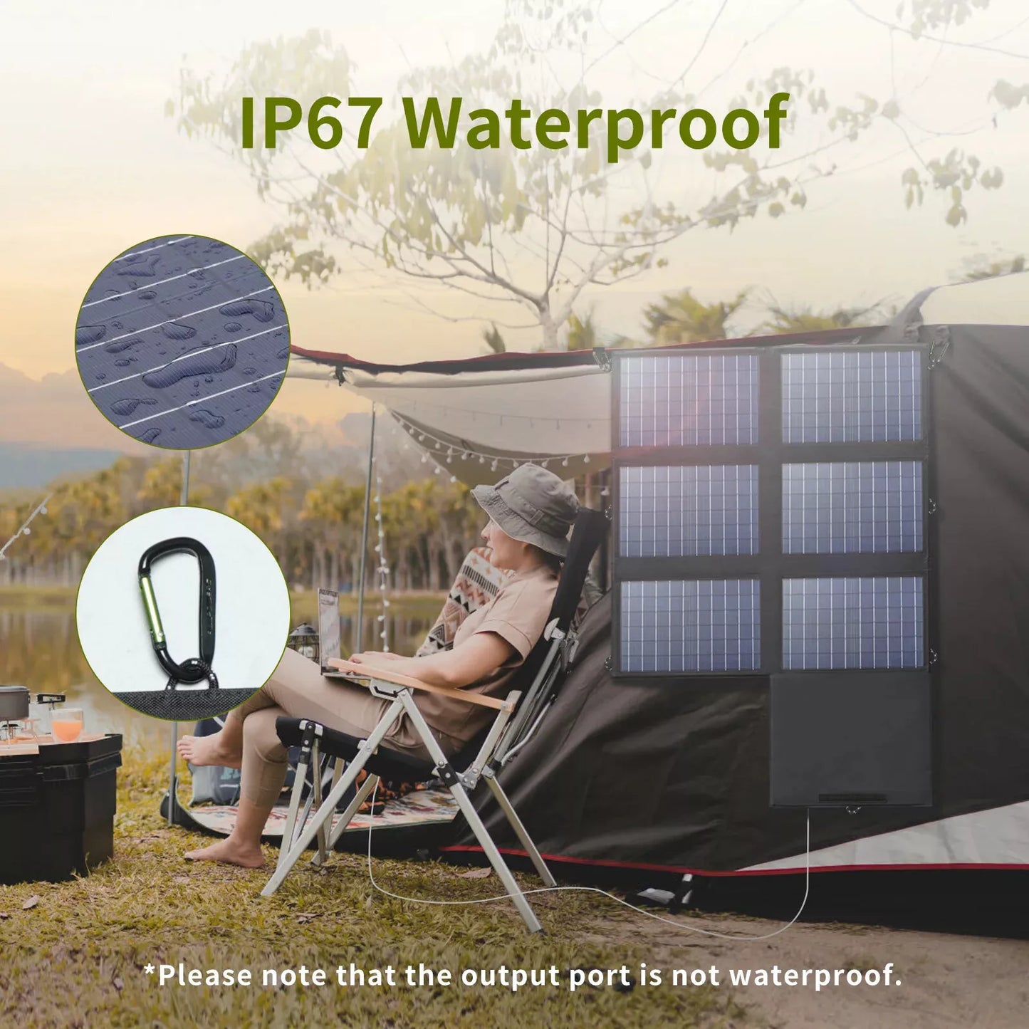 ALLPOWERS Solar Panel Charger 60W Foldable with 18V DC+USB-C 60W+USB-A*2 for Power Station , Camping, Laptop, Phone, Riding